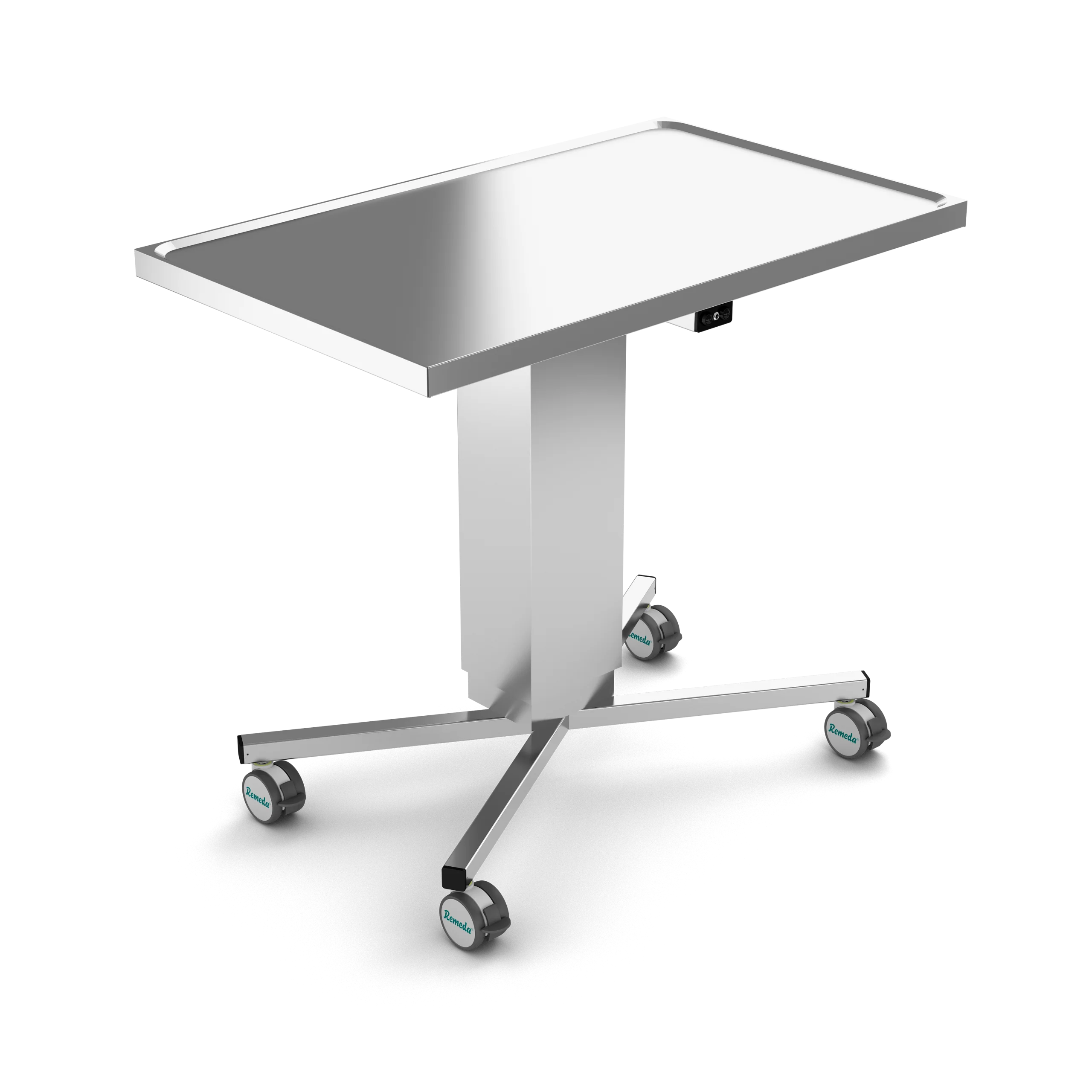 Electric height-adjustable instrument table on wheels
